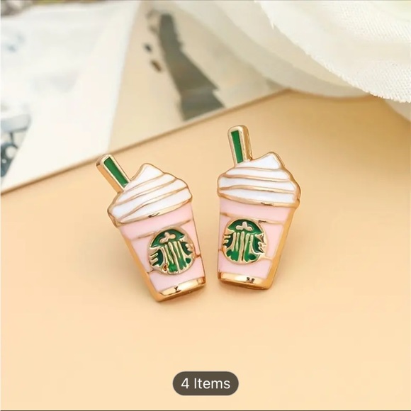 2/15 pale pink coffee/tea cup stud earrings! - Picture 3 of 3